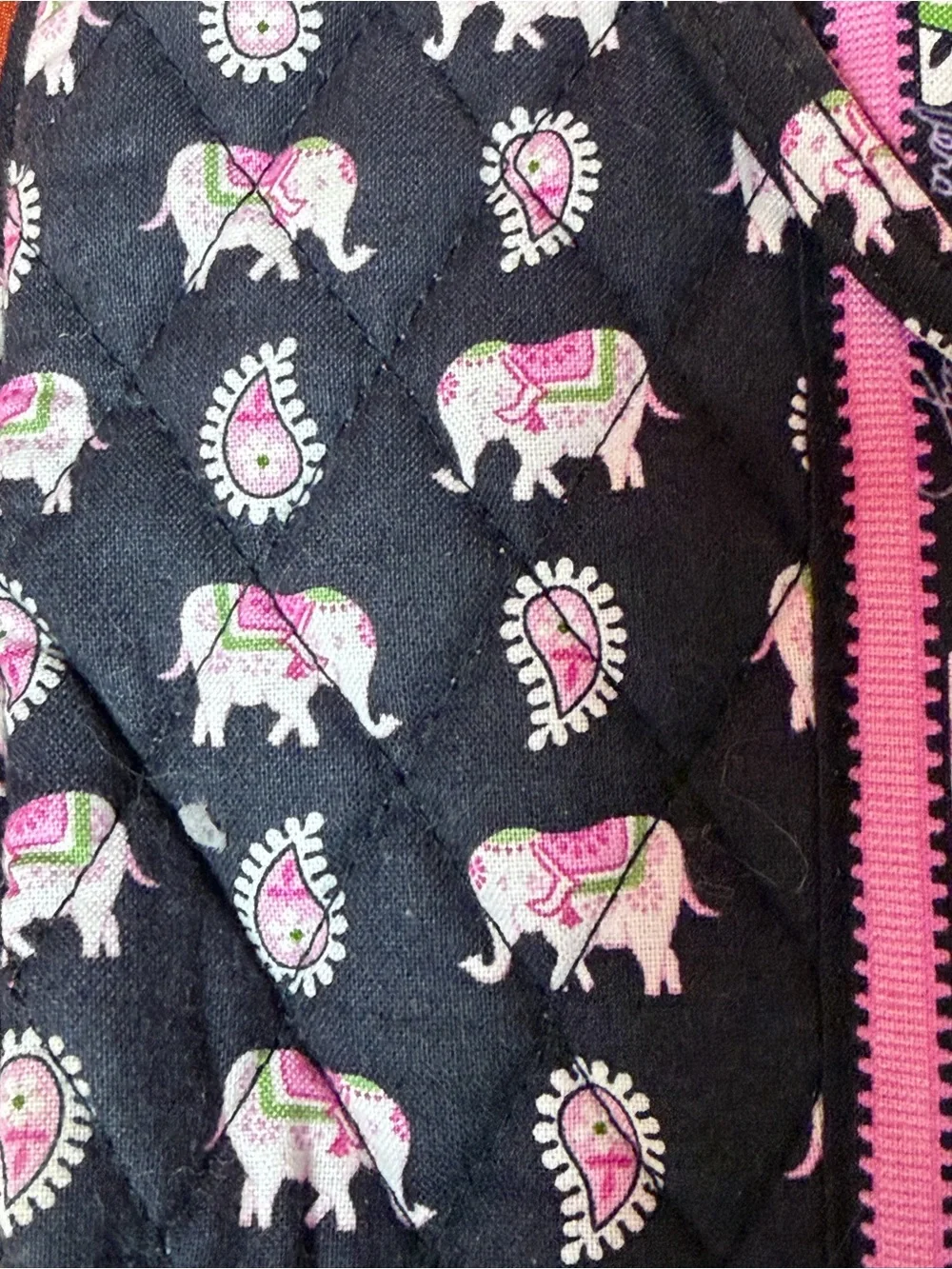 Vera Bradley Quilted Elephant Print cosmetic bag. Designed for Breast Cancer